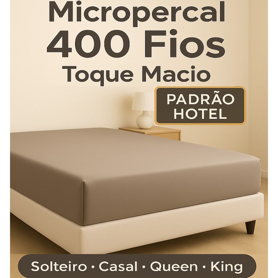 Lençol Avulso com Elástico 400 Fios Padrão Hotel Solteiro Casal Queen King