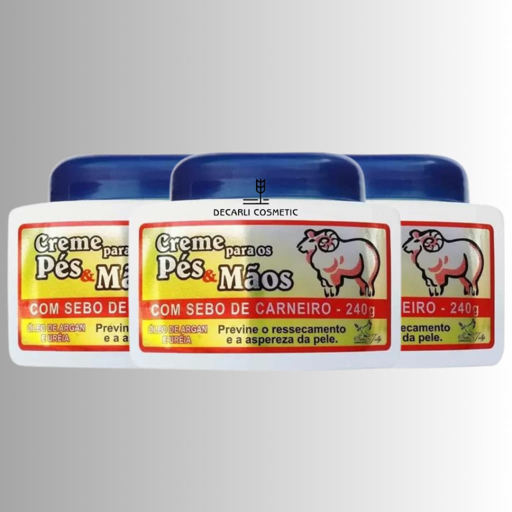 3 UN Creme para os Pés & Mãos com Sebo de Carneiro San Jully 240g