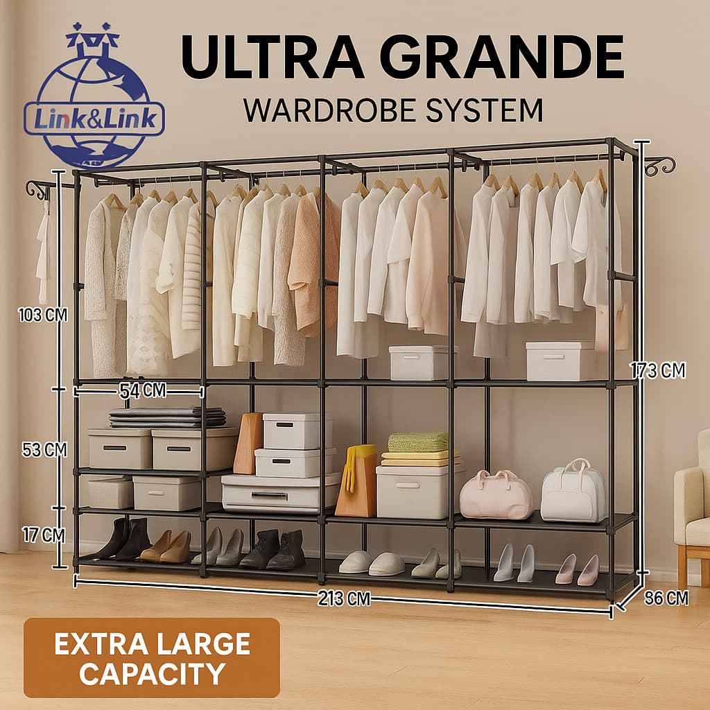 Arara Roupeiro Guarda Roupa Grande Portatil Cabideiro Para Roupa Sapateira Organizador Multiuso Armário