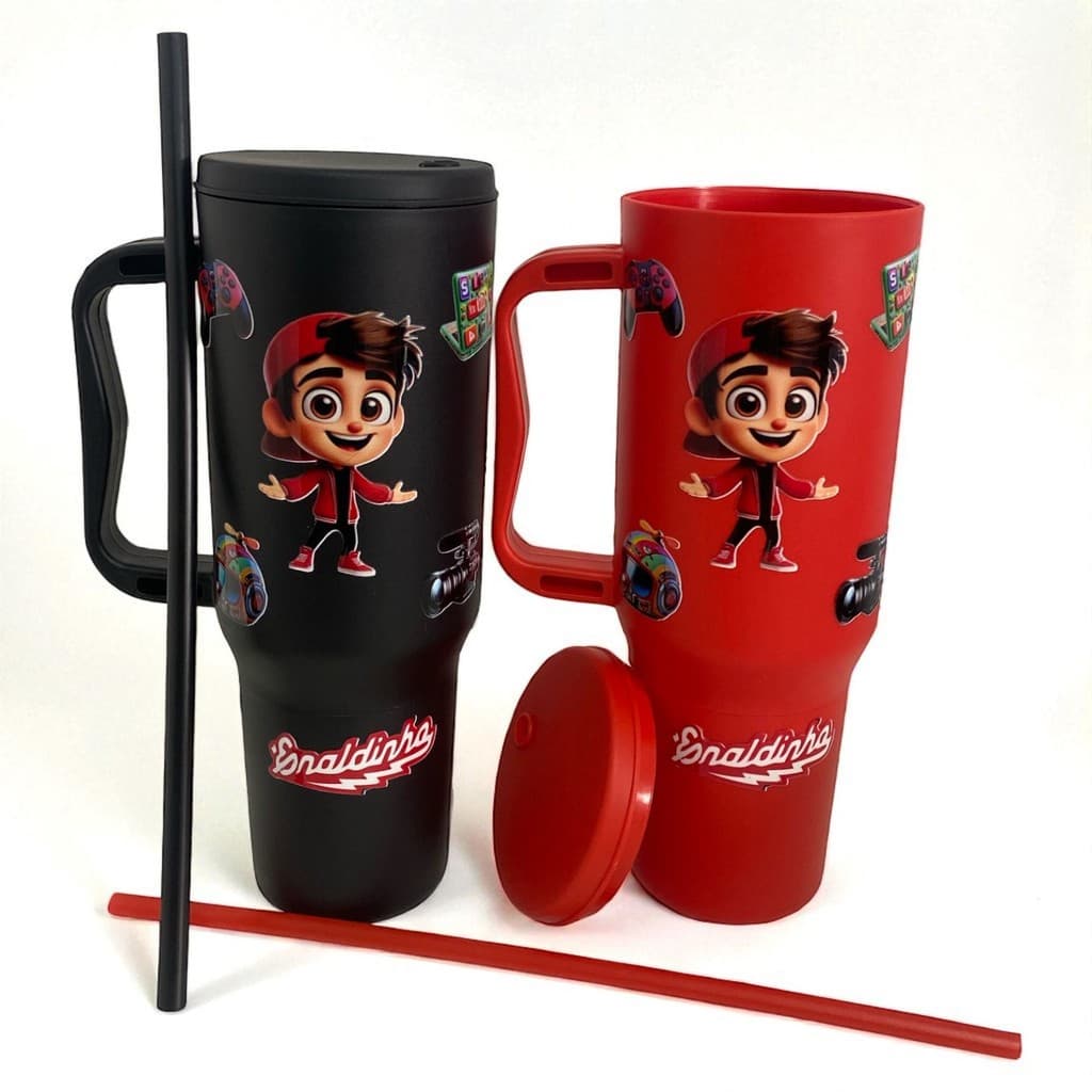 Copo com Canudo do Enaldinho 1200ml Em Policarbonato Personalizado + Brinde Envio Rápido !