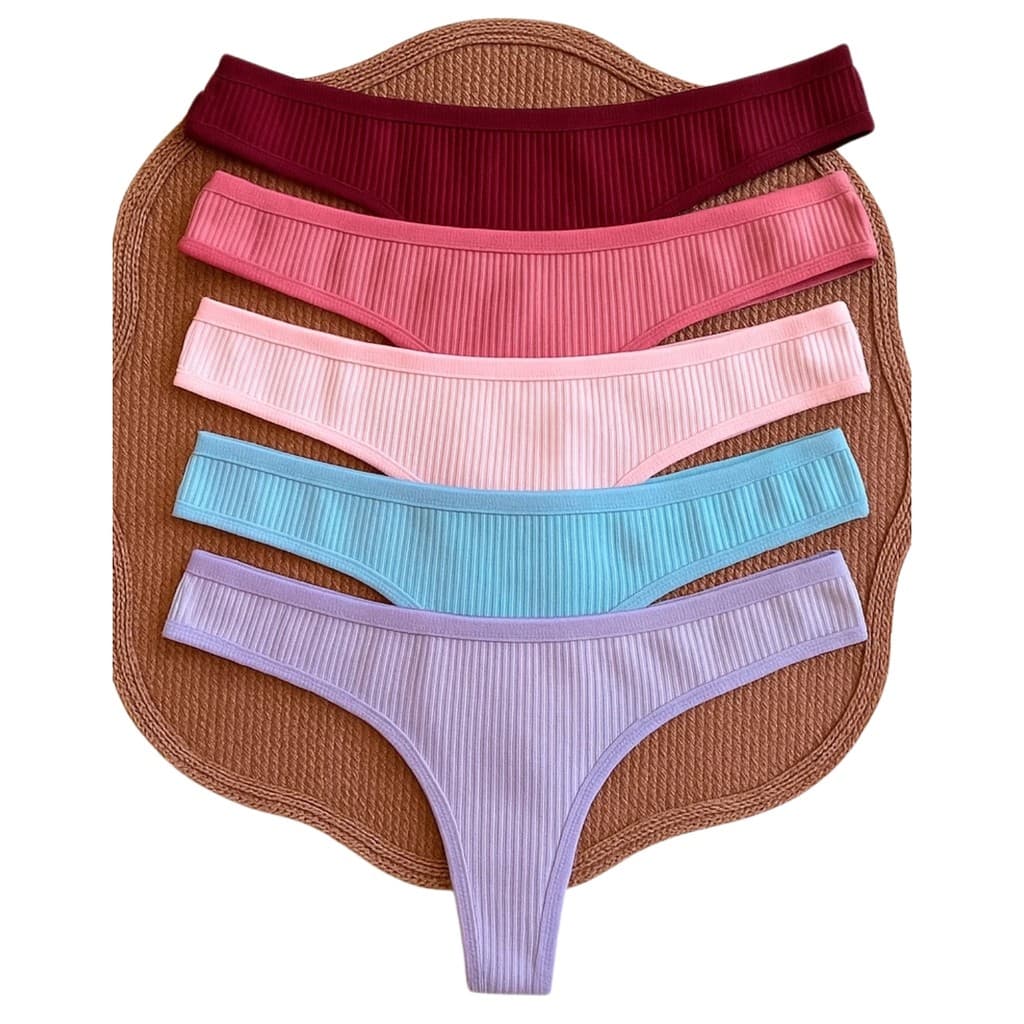 Kit Calcinha Fio Dental Canelada Confortável Tanga Básica Forro de Algodão