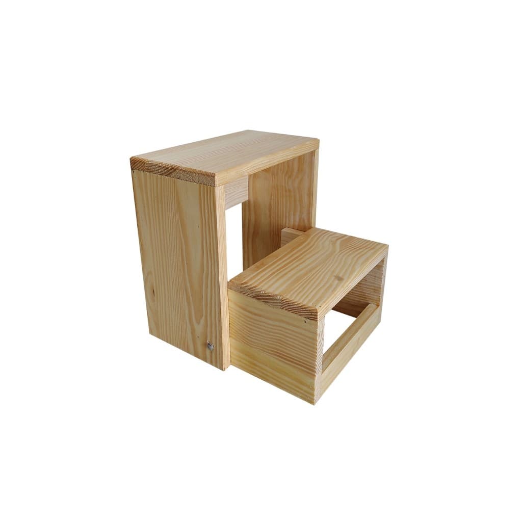 Escadinha Infantil 2 Degraus Banquinho Madeira Pinus Resistente Criança 2 em 1