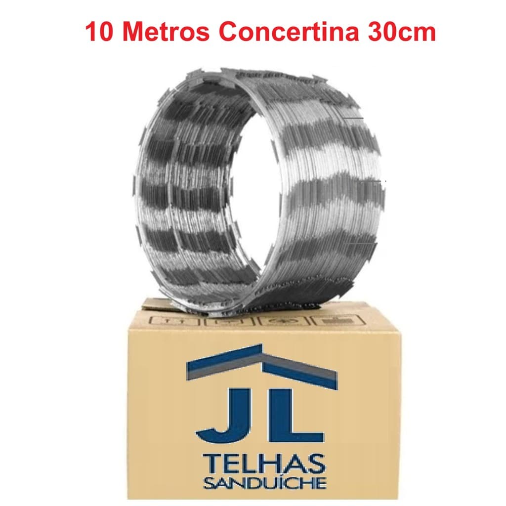 10 Metros Cerca Concertina Simples Galvanizada 30cm