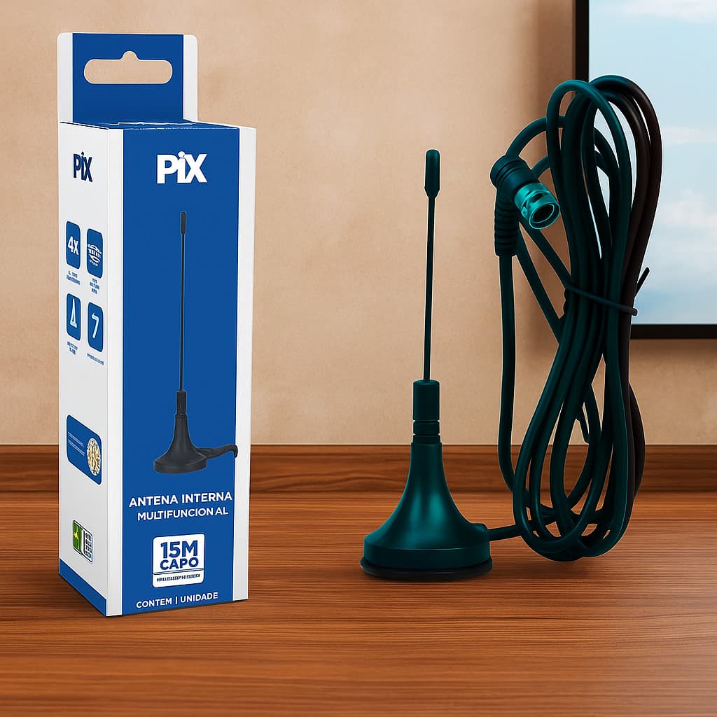 Antena Digital Interna HDTV VHF UHF FM Cabo 1,5 M Com Garantia