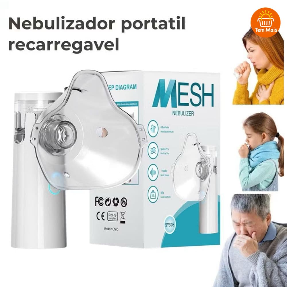 Nebulizador Silencioso Portátil para Crianças e Adultos