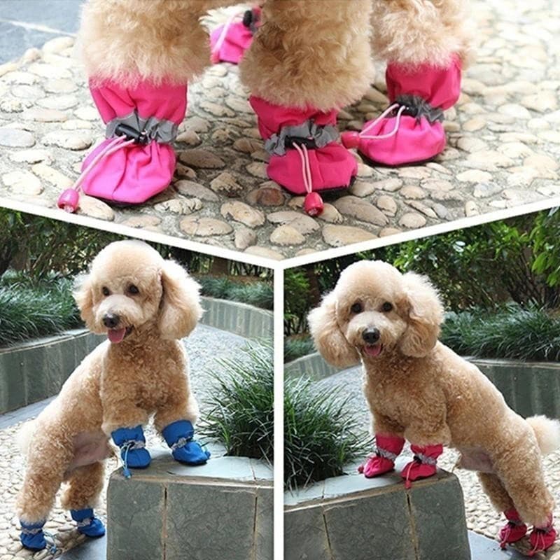 4pcs/set Waterproof Winter Pet Dog Shoes Anti-slip Rain Snow Boots Footwear Thick Warm For Small Cats Puppy Dogs Socks B