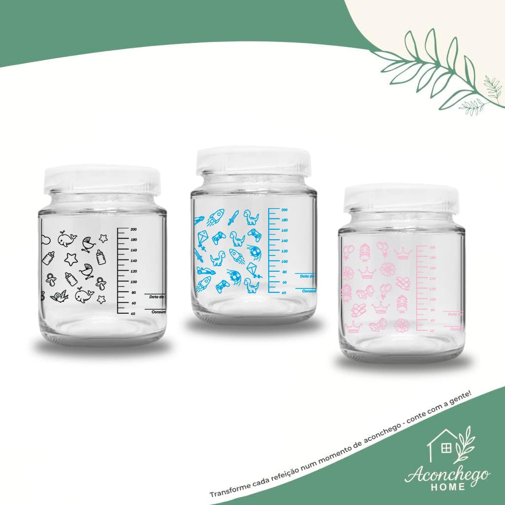 Kit 8 Potes Amamentação / Leite Materno Com Graduação 200ml - Essenciais P/ Amamentação