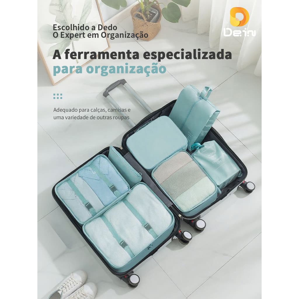 Kit 7 Pecas Bolsa Organizadoras Para Mala Roupas Bagagem Viagem