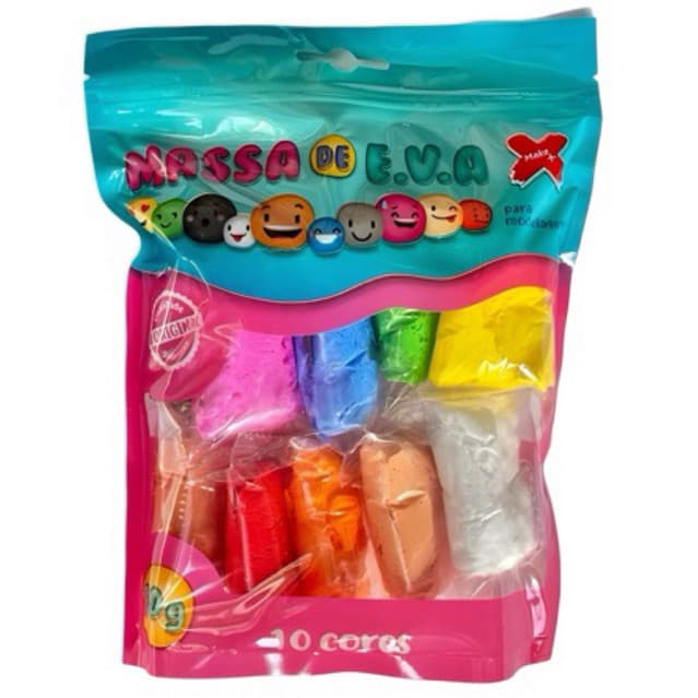 Massinha de EVA Make+ de 50gr com 10 cores Sortidas - Kit Massa de EVA