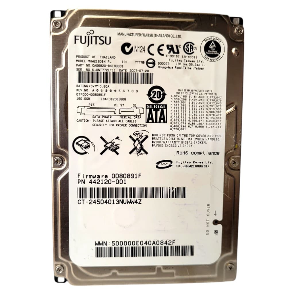 Disco Rígido Interno Hd Fujitsu 160gb Mhw2160bh 5400rpm 2,5 Sata
