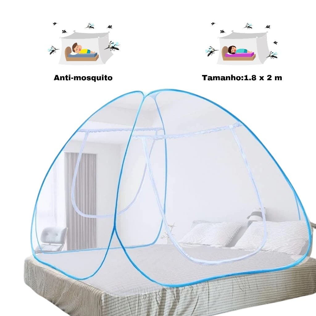 Mosquiteiro Tenda Cama King Dobrável Portátil Prático 1.8x2.0m Proteção Contra Insetos