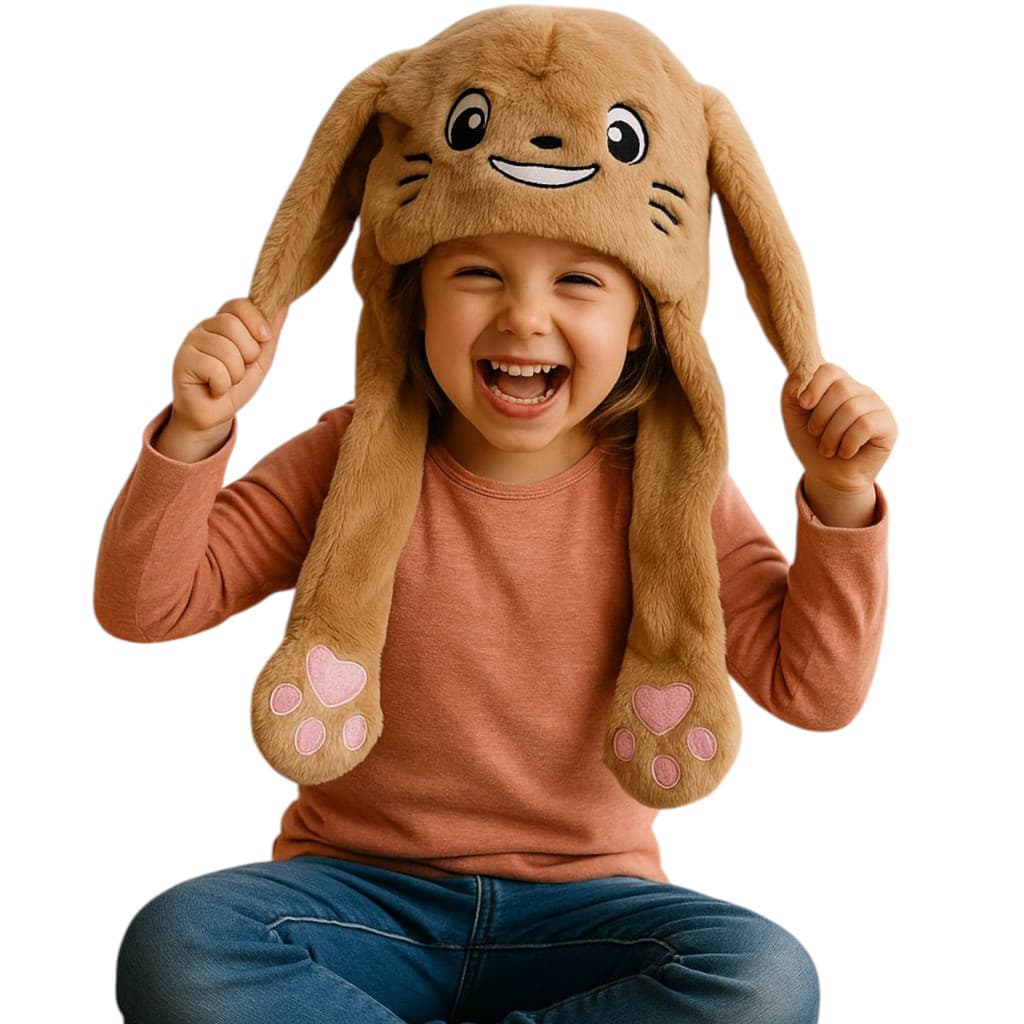 1 Touca de Pelúcia em formato de coelho para crianças – Gorro aquecedor de orelhas