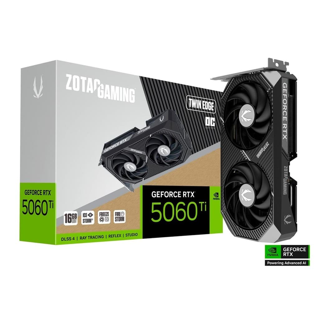 Placa de Vídeo Zotac Gaming Geforce Rtx 5060 Ti 16gb Twin Edge Oc Zt-B50620h-10m