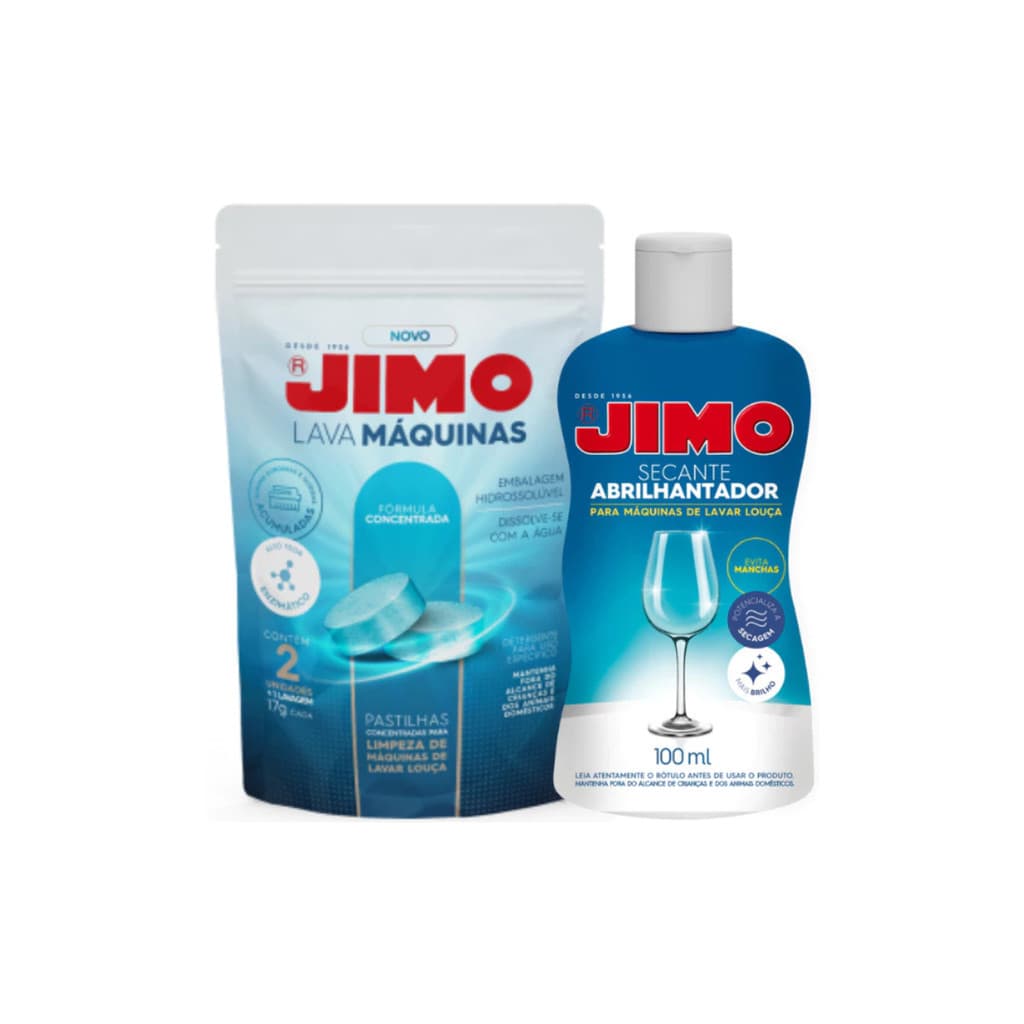 Kit Jimo Secante Abrilhantador + Pastilha Lava Louças - Máquina de Lavar Louça, Limpeza e Brilho