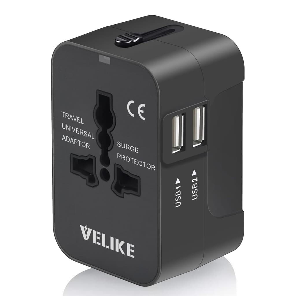 [Directly shipped from Japan!]VELIKE Adaptador de Viagem Universal com 2 Portas USB - Plugue de Conversão para Uso