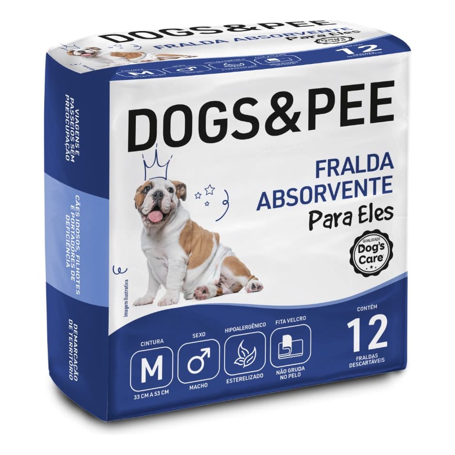 Fraldas De Cachorro Para Cães Macho Dogs&pee 12un - M