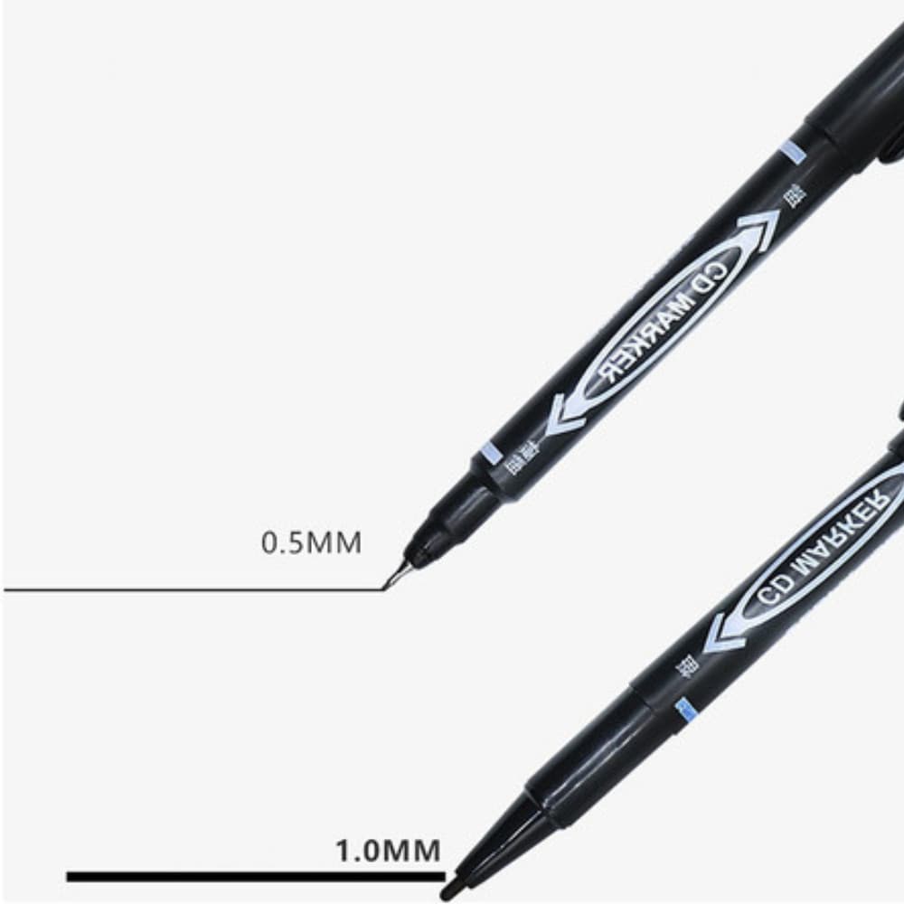 Kit 6/3/1 Caneta CD DVD Marcador Permanente Preto Ponta Fina Duas Pontas Vermelho Azul Resistente Não Sai