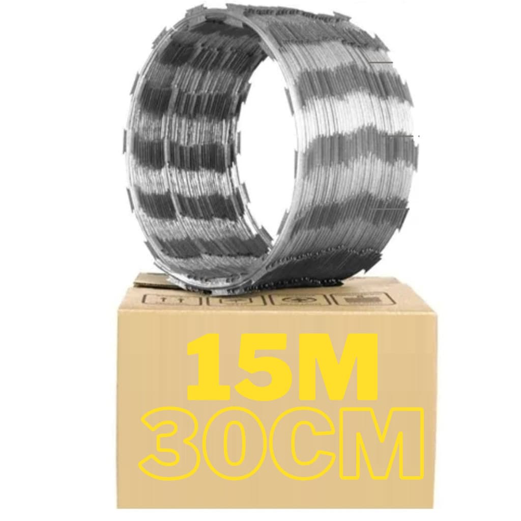 15 Metros Cerca Concertina Simples Galvanizada 30cm