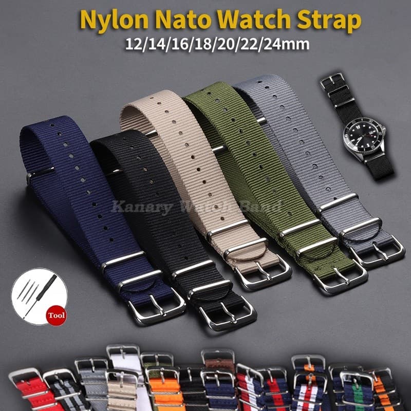 Pulseira De Relógio Universal De Nylon NATO , 12mm 14mm 16mm 18mm 20mm 22mm 24mm , Peça Única , Laço Zulu , Esportiva Pa