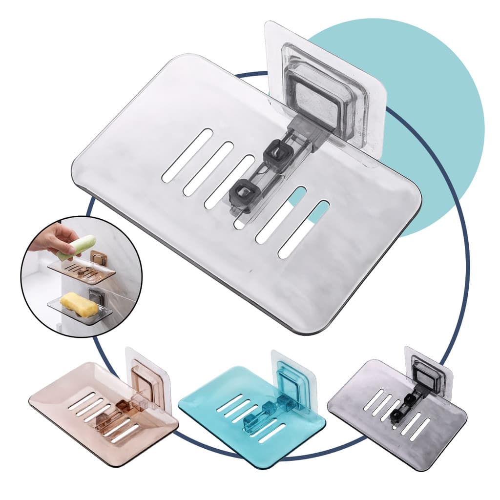 Saboneteira de Acrílico Resistente Vazado Parede com Cola Sem Furo Não Acumula Água Banheiro