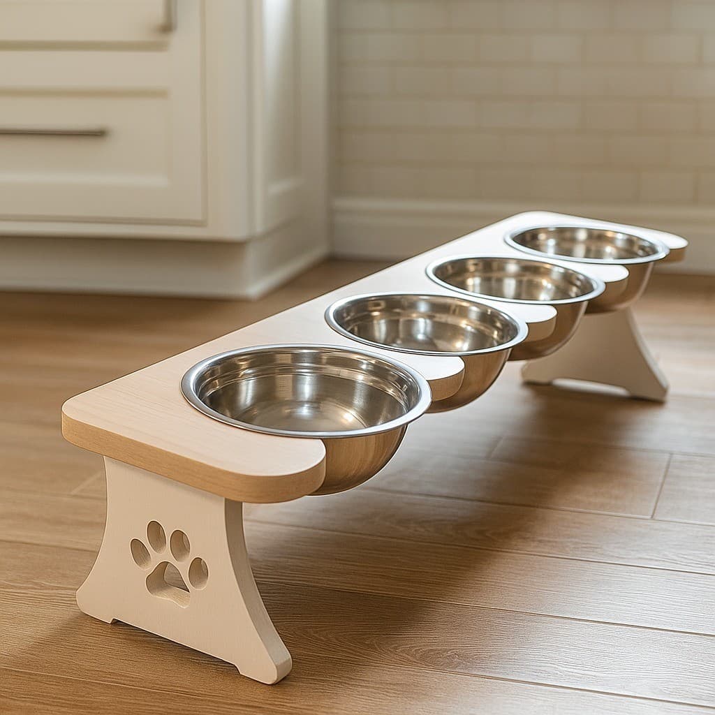 Comedouro de Aço Inox com 4 Tigelas Perfeito para Gatos e Cães