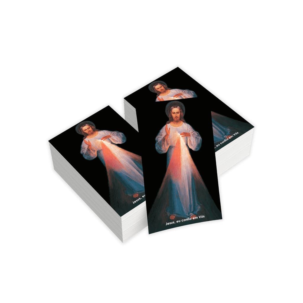 Panfleto Jesus Misericordioso: Kazimirowski. Verso: Terço da Misericórdia. 7x10,5cm (100 und)