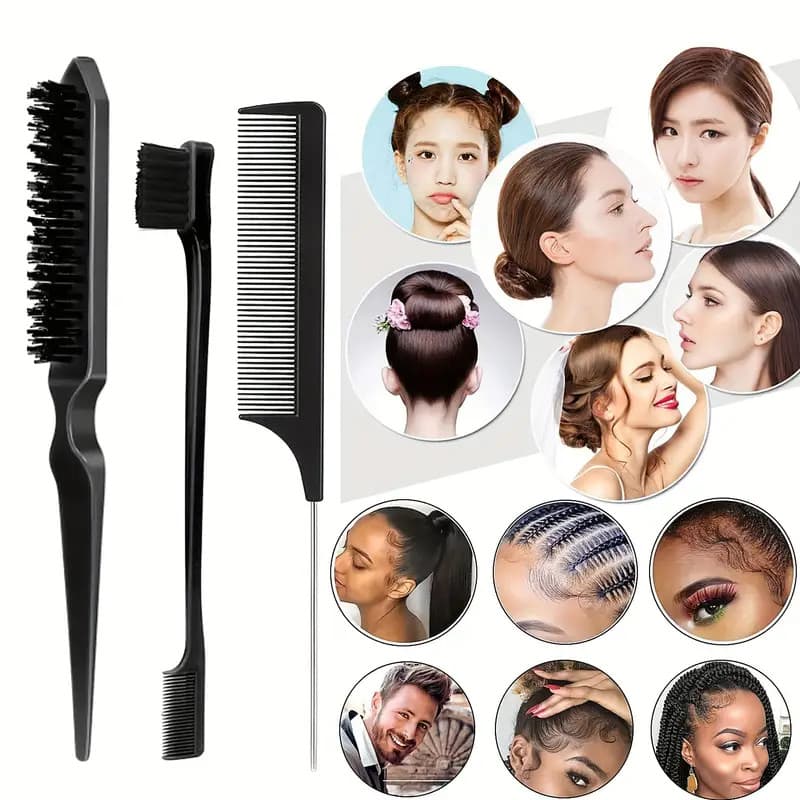 Conjunto De Escova De Cabelo 3 Peças Com Pente De Cauda De Mouse Adição Perfeita À Rotina De Cuidados