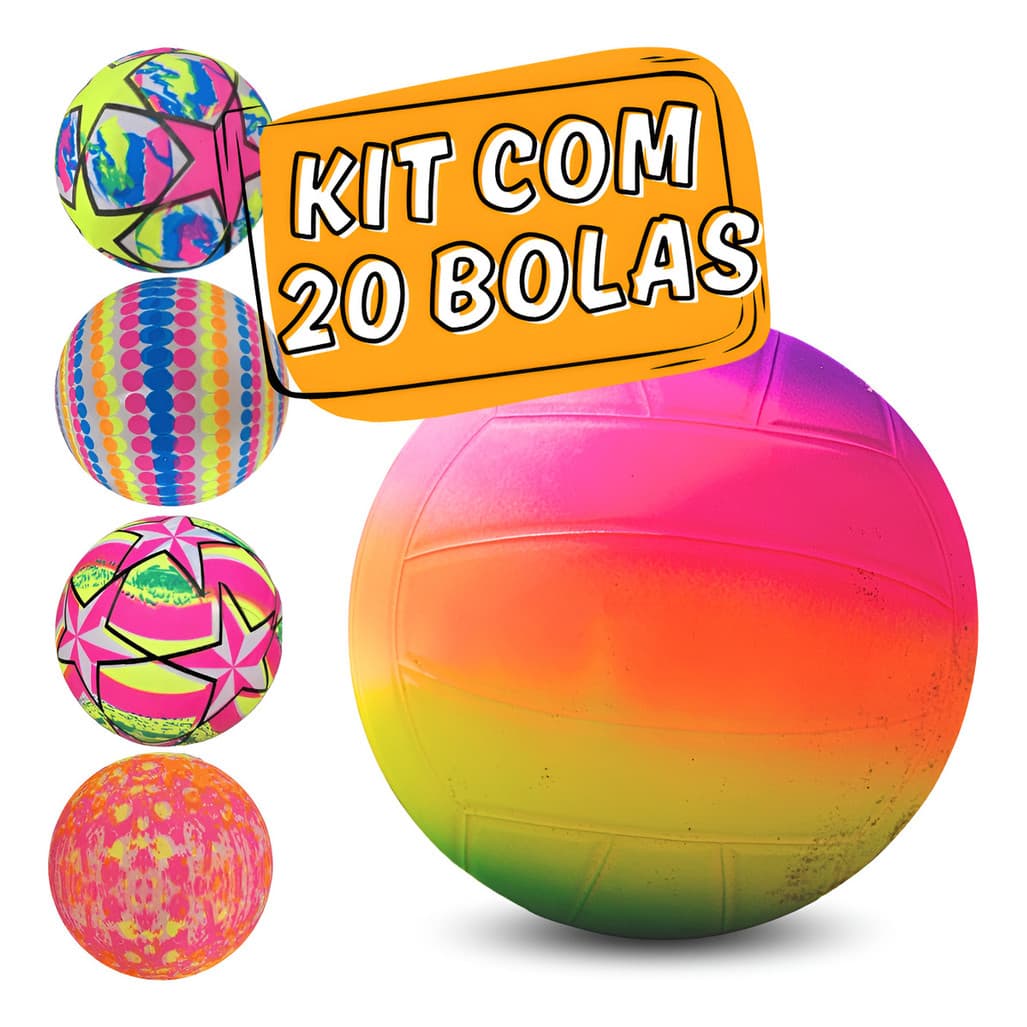 Bola Vinil Kit 20 Dente Leite Colorido Praia Lembrança Grand