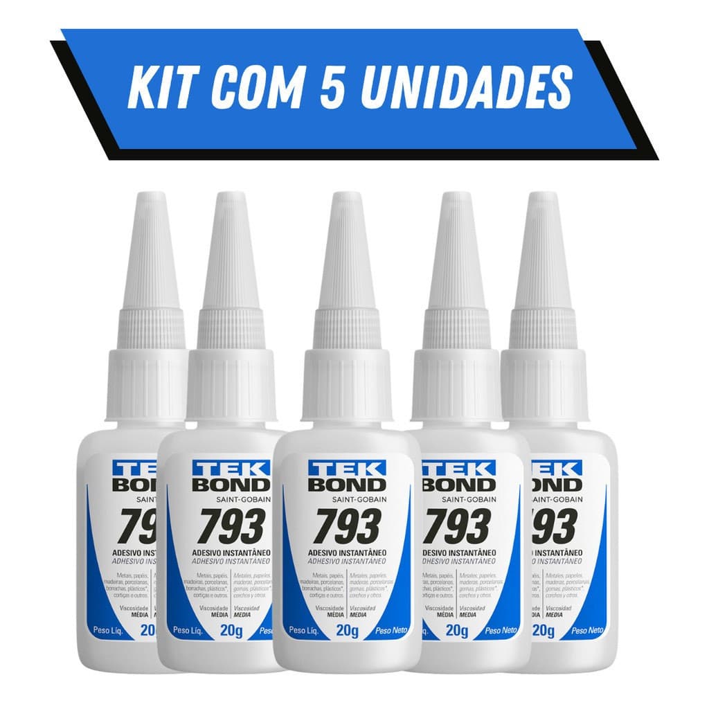 Cola Instantânea Tek Bond 793 20g / Unha Para Postiça/Fibra e Pedrarias Bico Fino / Fácil Aplicação / Super Forte