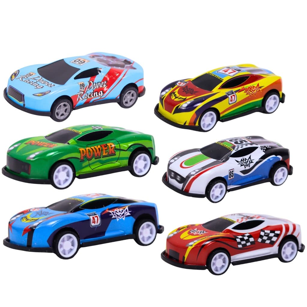 Pack 6 Carrinhos Miniatura Sortidos Esportivos Metal 1:64 Pull Back - Castela