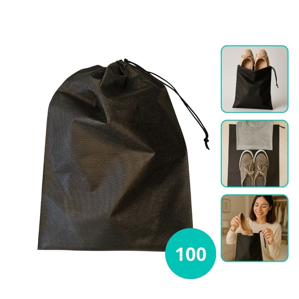 Kit 100 Sacos Tnt Calçados Sapato Chinelo 33x42 cm Organizar Armário Mala Viagem