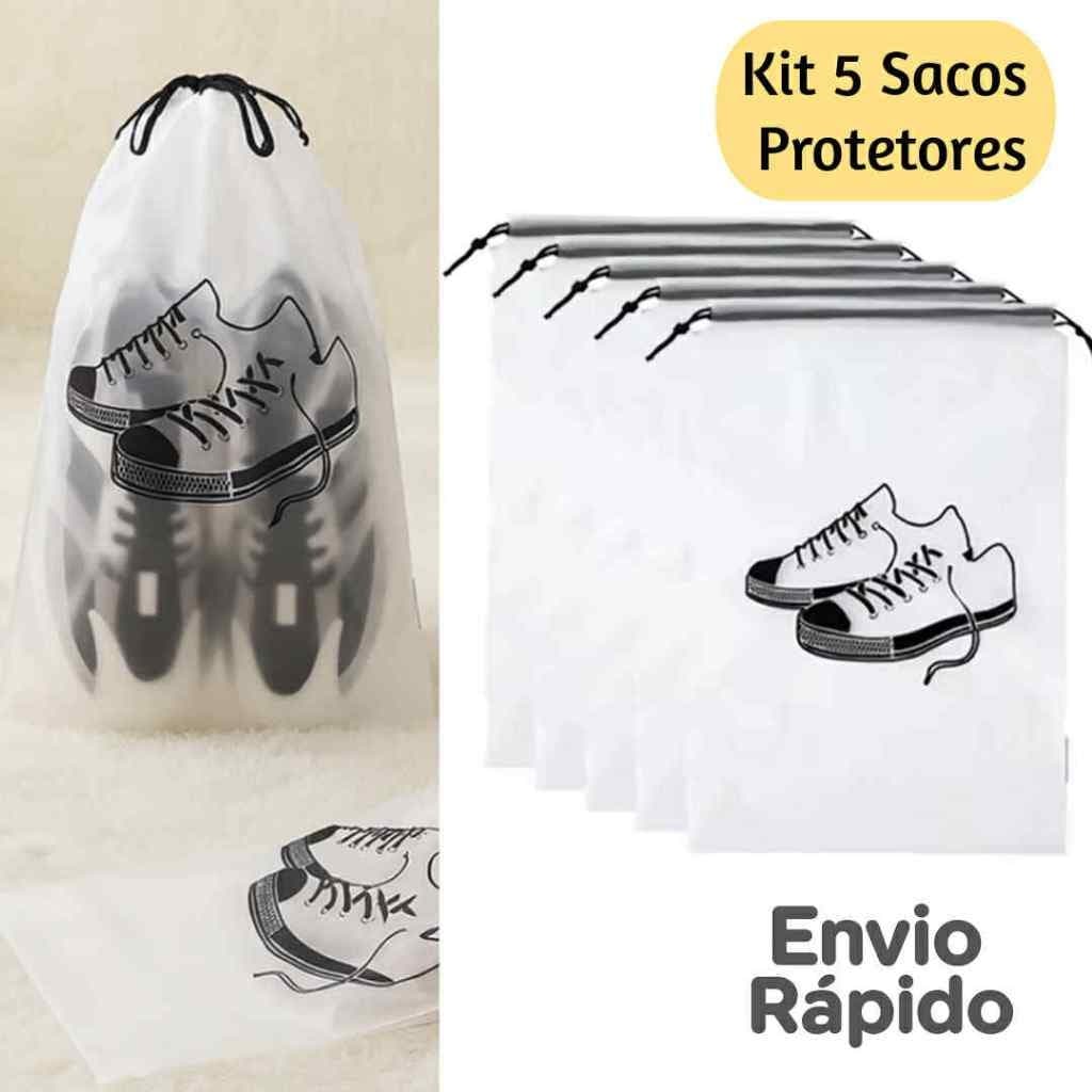 Kit 5 Sacos Protetores para Sapatos – Organização e Viagem - Plástico Resistente –AM6772