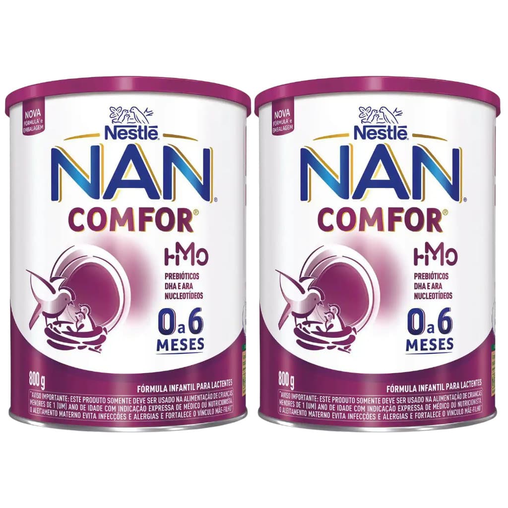 Kit com 02 Fórmula Infantil Nestlé NAN Comfort 1 – 0 a 6 meses 800gr