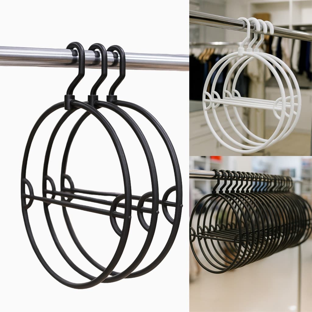 Kit 10 Cabides Redondo Giratório Branco Preto Organizador Lingerie Biquini Expositor Loja Vitrine