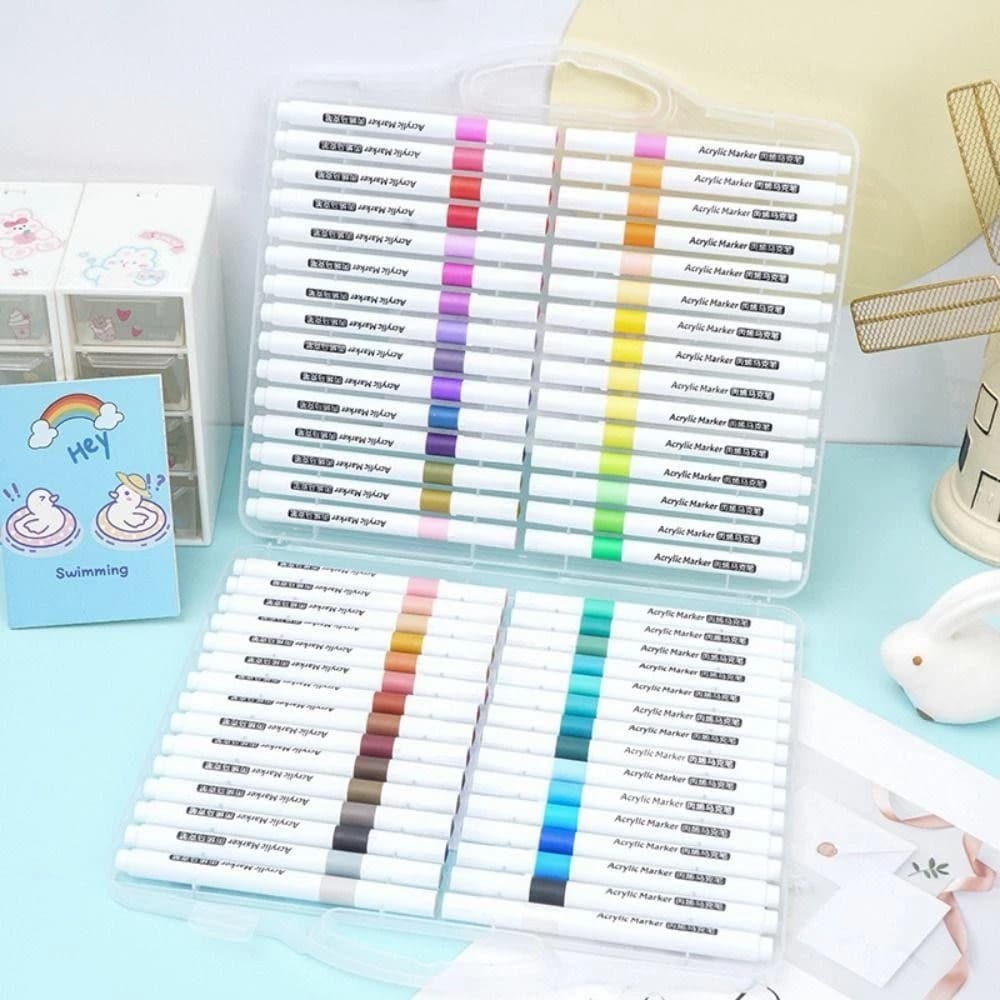 Kit Marcadores de acrílico 12/24/36/48 cores de tinta com CANETA BRANCA à prova d'água divertido.
