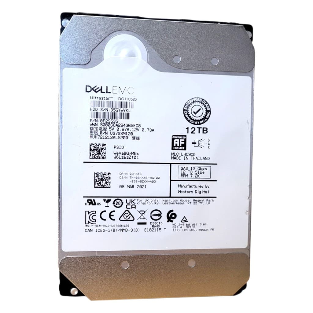 Disco Rígido Interno Hd Dell 12tb Sas 3,5 Dp09hxk6 12gpps 512e 7.2krpm