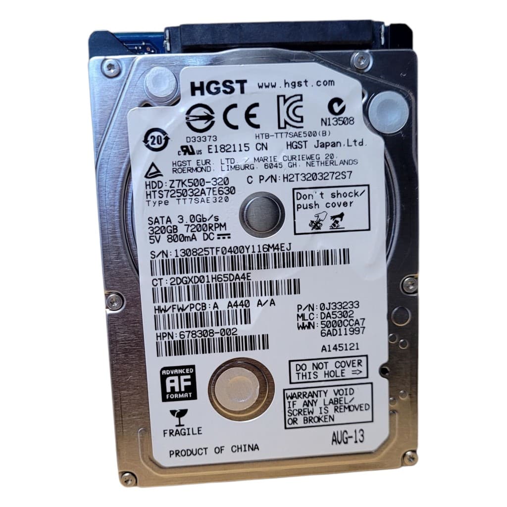 Hd Interno Hgst Travelstar 320gb 7200rpm 2,5 Upgrade Ideal Para Notebooks