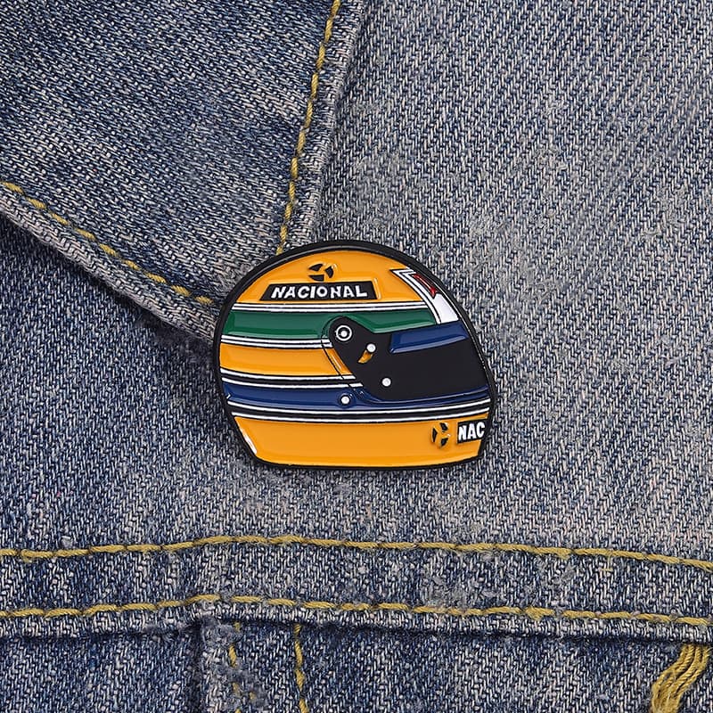 Broche Esmaltado Para Capacete De Corrida De Aryton Senna , Acessórios De Roupas Da Moda , Mochila , Crachá , Joia , Pre