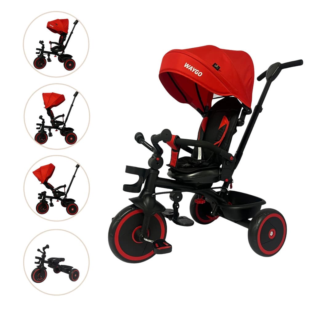 Triciclo Infantil com Empurrador 2 em 1 Waygo Verm Maxi Toys
