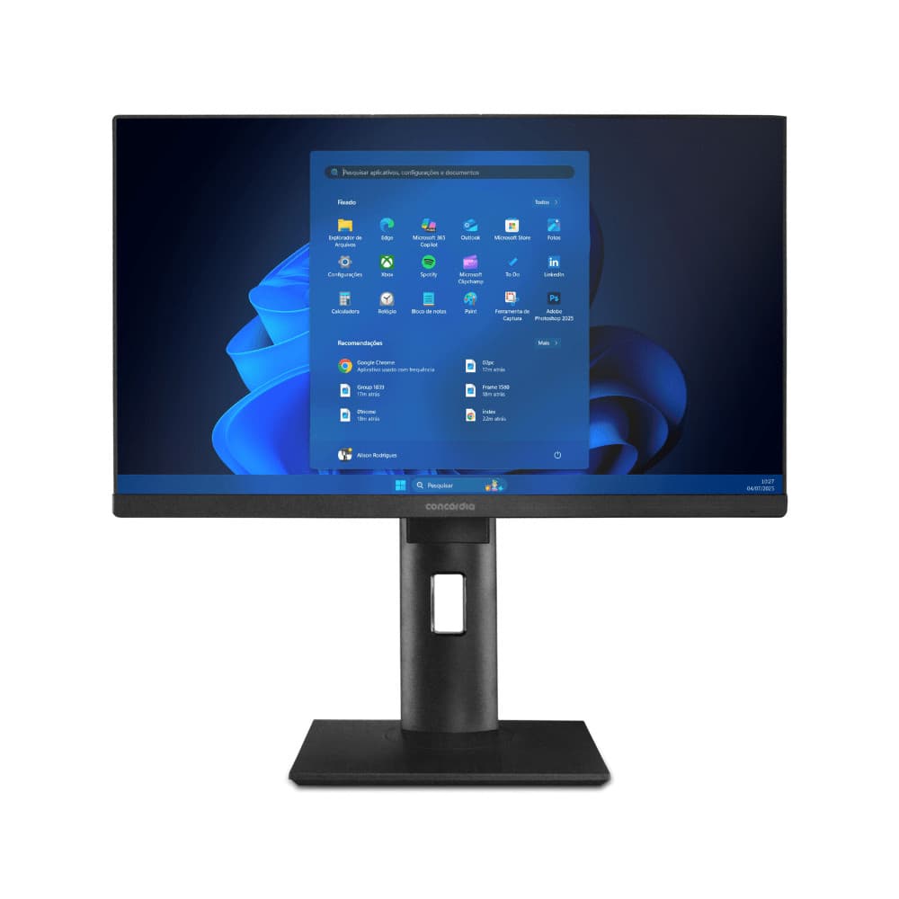 Computador All In One Concórdia Core i3 14100 8GB DDR5  SSD 256GB 23.8'' Full Hd  Webcam Wifi FreeDos Preto