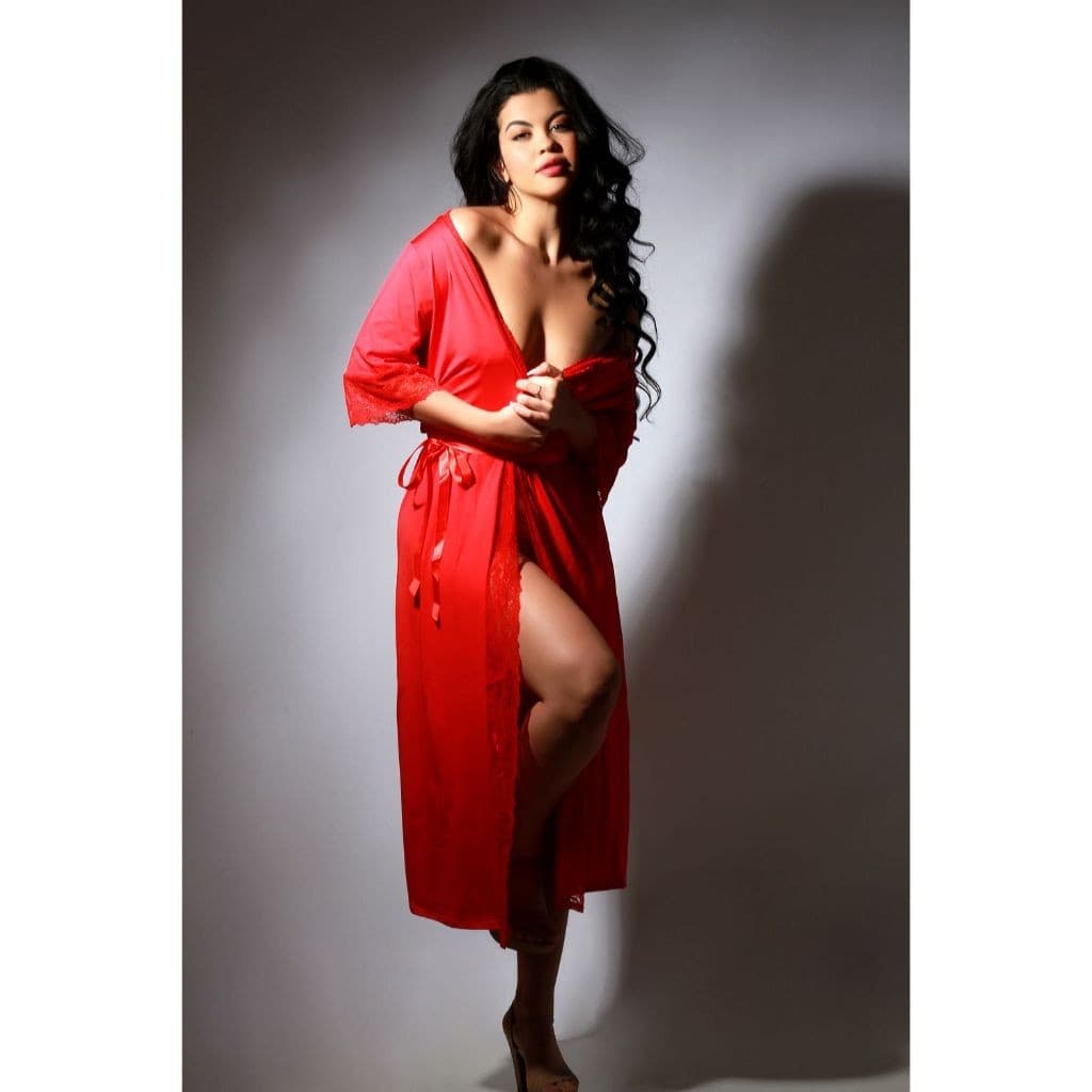 Robe Longo Feminino Com Renda Luxo