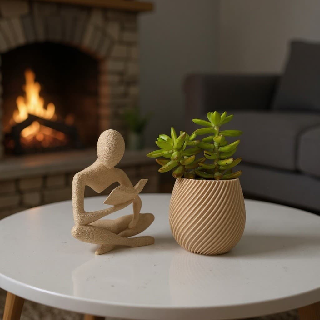 Estátua Decorativa Leitor Livro + Vaso Para Planta Suculenta | Decoração Moderna