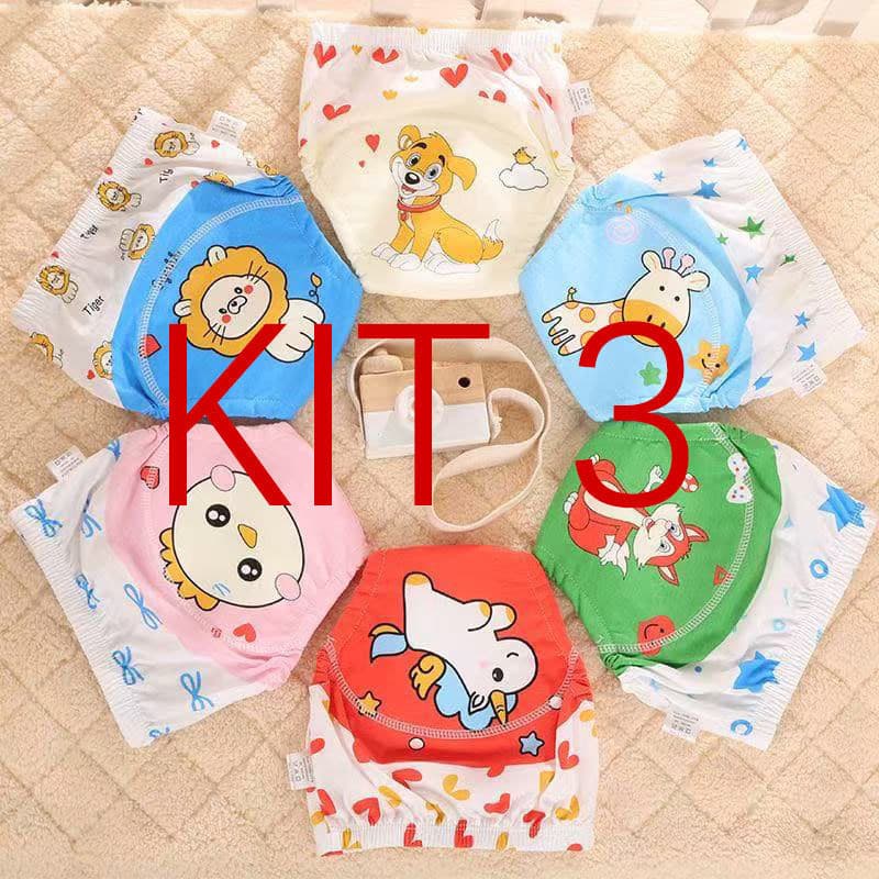KIT3 Calça Infantil de Treinamento Cuecas/calcinhas Treinamento P/ Desfralde Dos Bebês