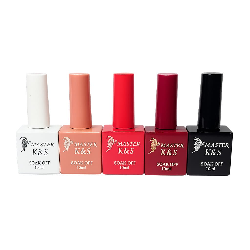 Kit de 5 Esmalte K&S ANVISA QUADRADA Soak Off Color Coat 10ml Uv/Led SECA CABINE UNHA EM GEL