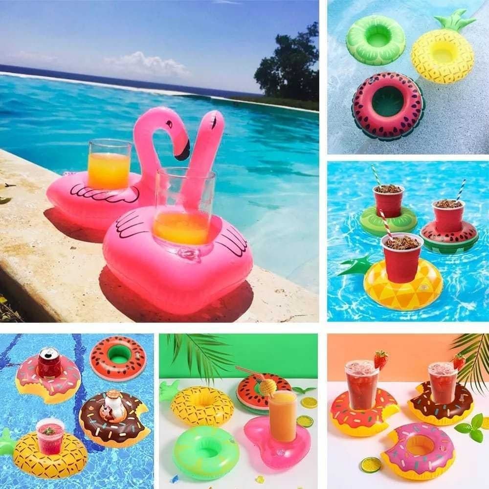 Kit 5/10 Porta Copos Boia Inflavel Piscina Varios Formatos Porta Lata Brinquedos para Piscina