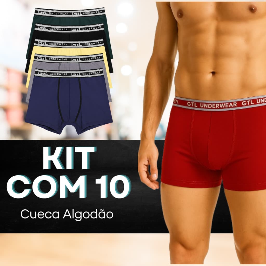 kit Cuecas Boxer de Cotton Algodão Confortável