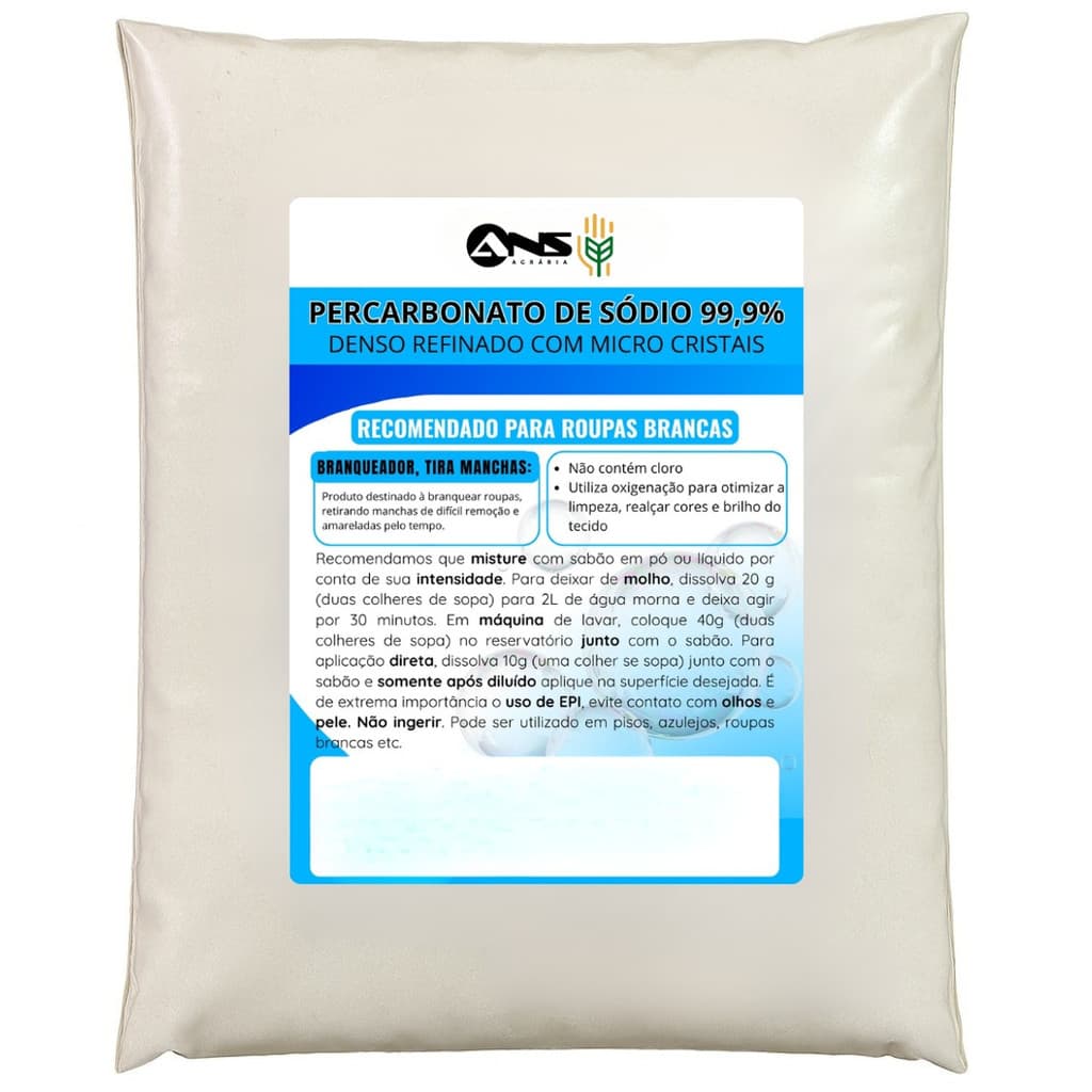 Percarbonato de Sódio 99,9% 1kg Alto Poder de Limpeza Marca ANS
