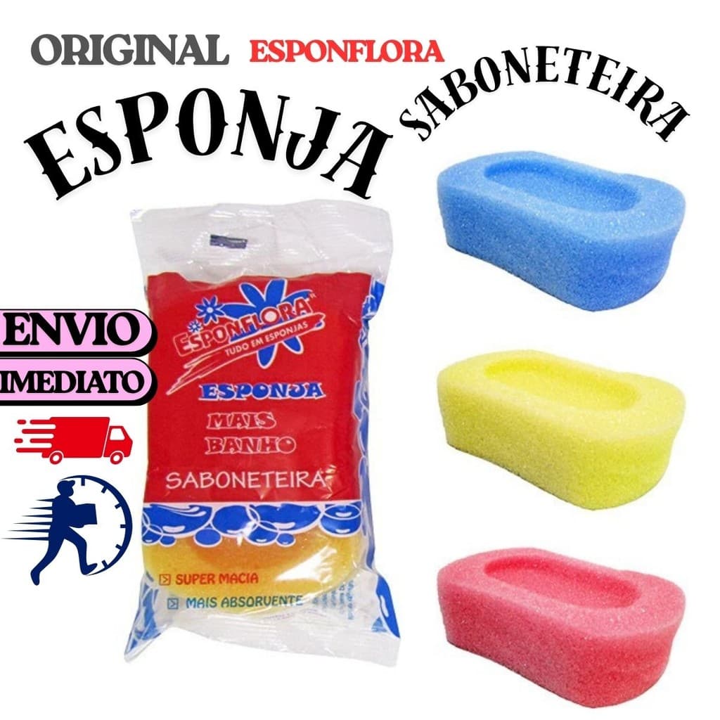 KIT COM ESPONJAS BUCHA DE ESPUMA PARA BANHO MODELO SABONETEIRA COLOR 120X80X35MM 005/2356 ESPONFLORA