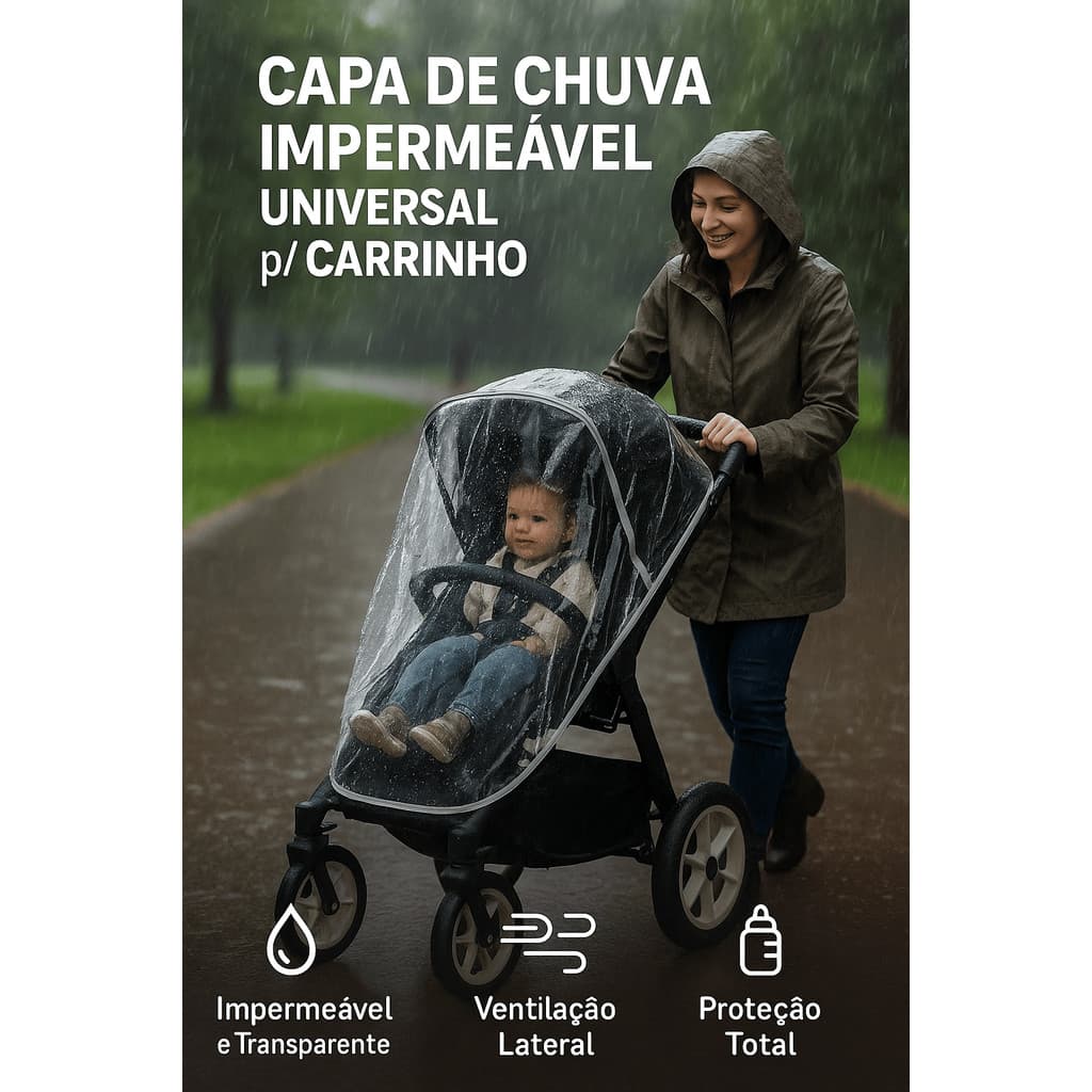 Capa de Chuva Impermeável Universal para Carrinho – Proteção Total p/ Seu Bebê
