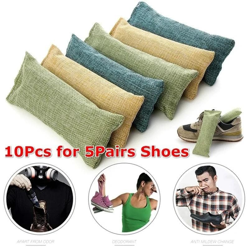 10 Peças/5 Pares Saco De Carvão De Bambu Fedorento Remover Armários De Carbono Ativado Desodorante De Sapato (Cor Aleató